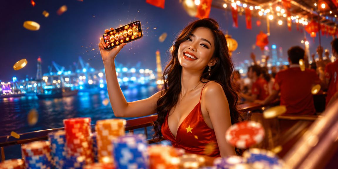 Người dùng Hải Phòng chơi slot game tại khu chợ đêm sử dụng điện thoại di động
