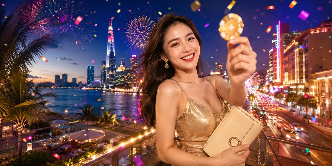 Khung cảnh neon rực rỡ tại TP.HCM gợi lên không khí sôi động của casino app trực tuyến